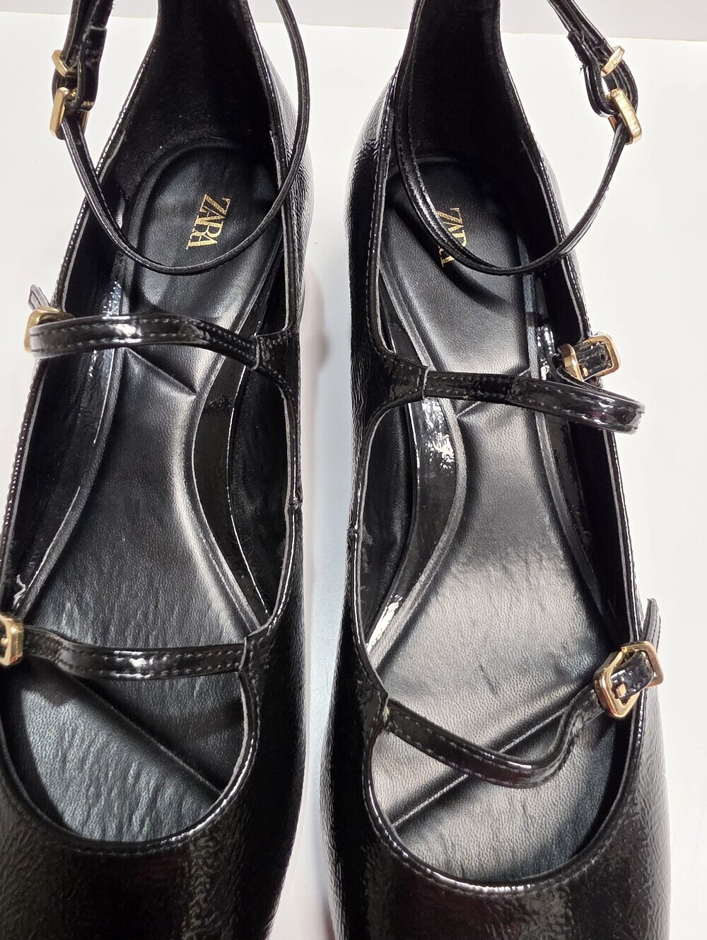 Zara Black Patent Leather Multi-Strap Mary Jane Shoes - Size (EU-41) 10 - 10.5 - Picture 4 of 12